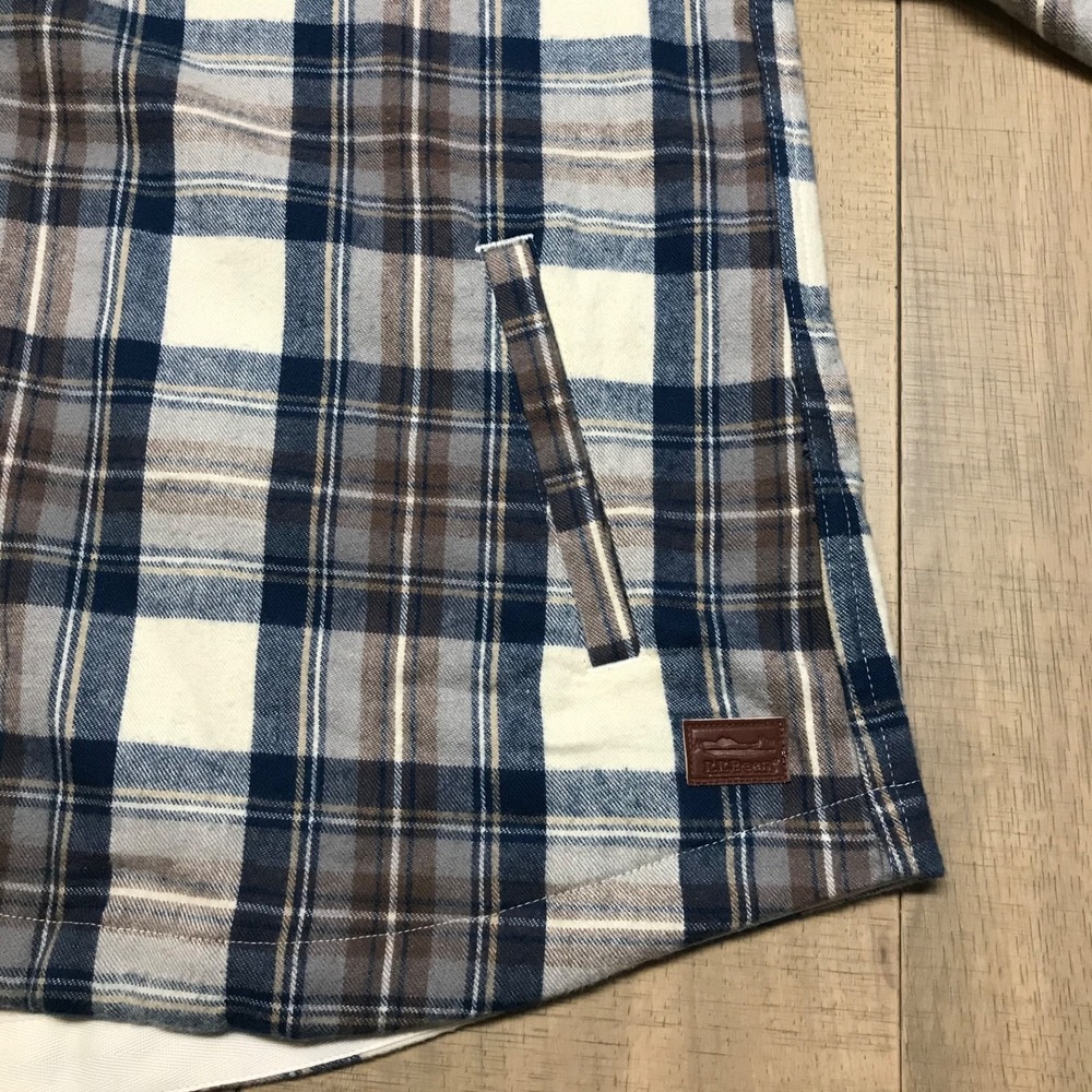 L.L. Bean Hoodie Womens Size 1X Scotch Plaid Flannel Shirt Relaxed Full Zip - Picture 5 of 12